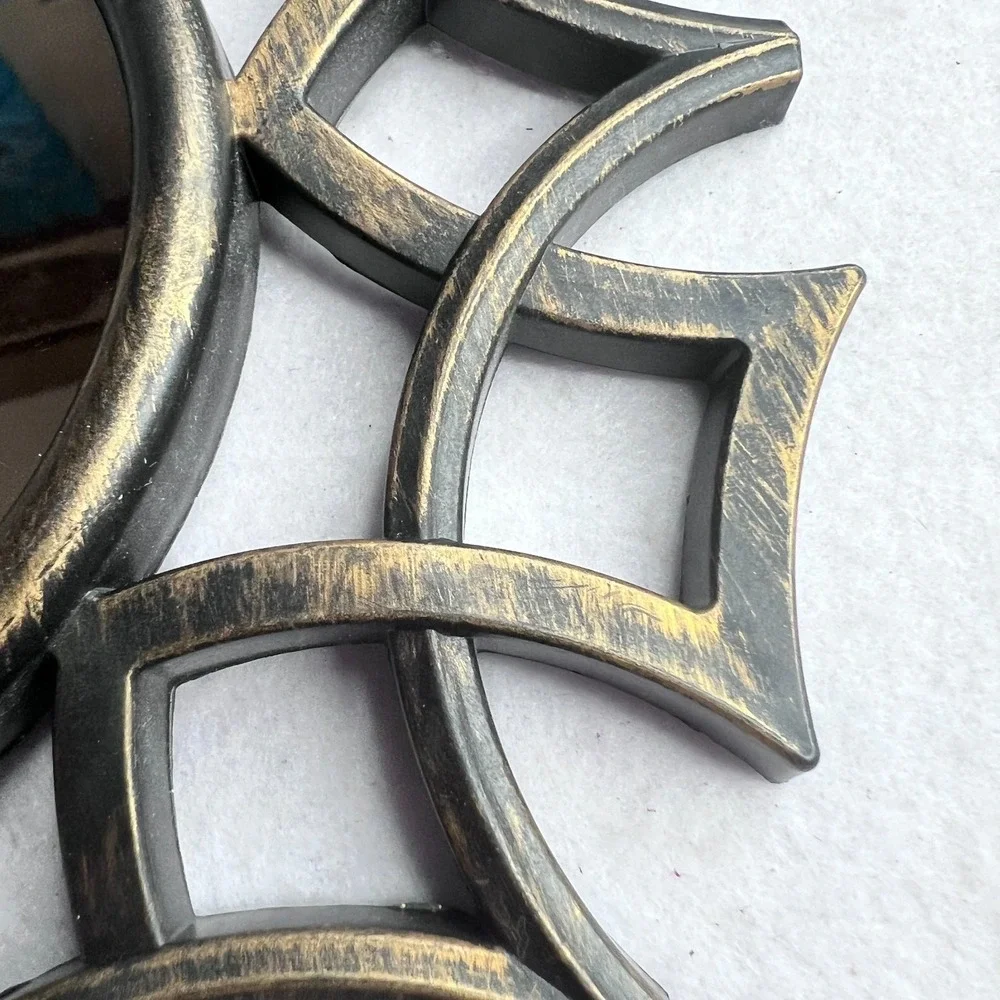 Set of 2 Sunburst Wall Mirrors Black‎ Gold Boho Decorative Accent Contemporary